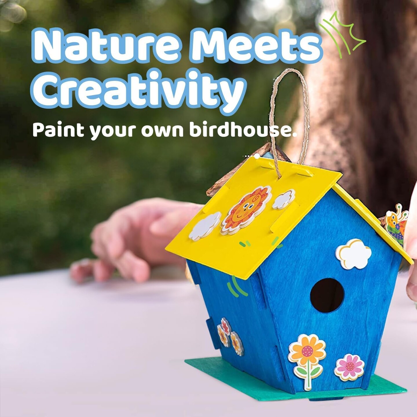 12 DIY Wooden Bird House Kits &#x2013; Paintable Craft Set with Brushes, Stickers &#x26; Strings