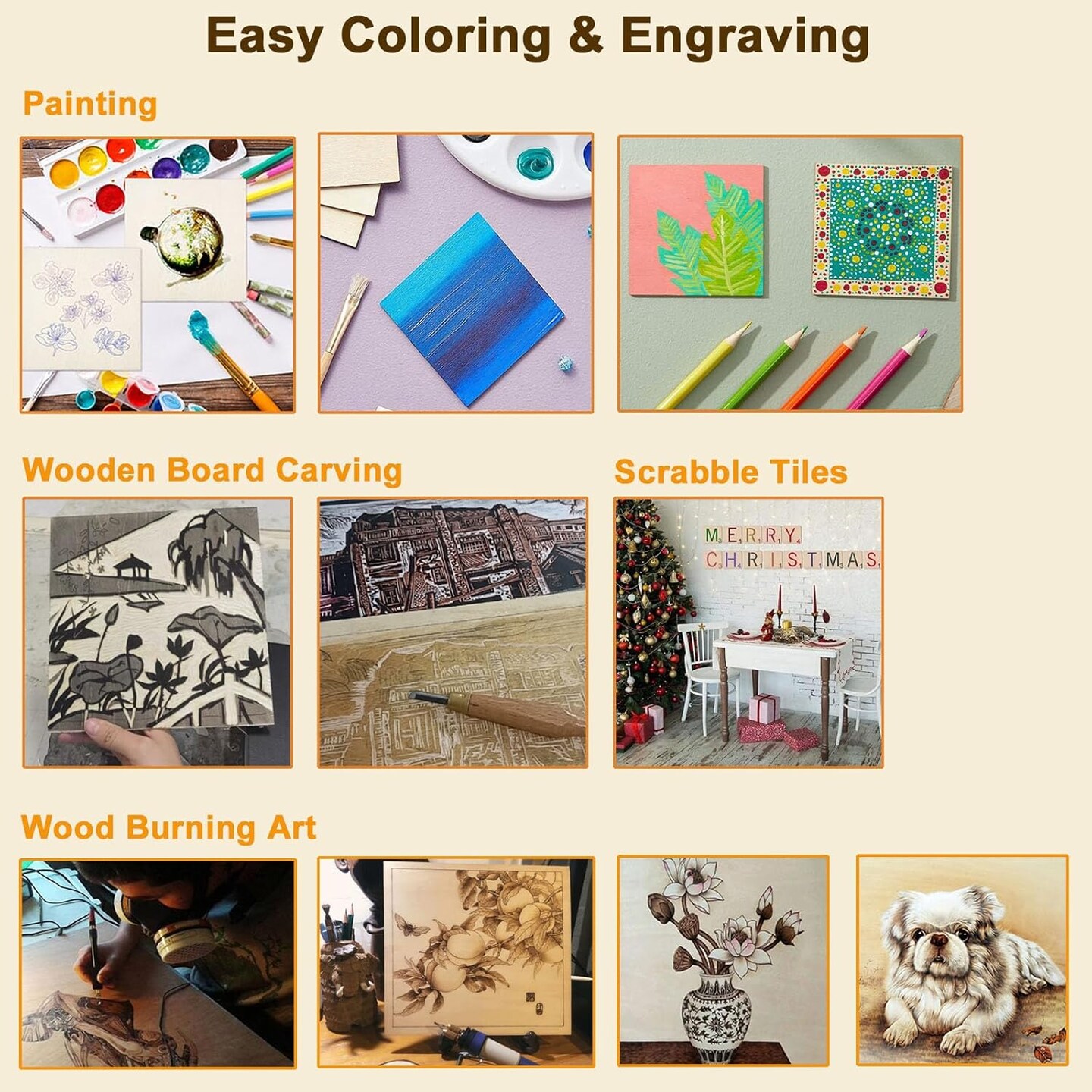 40 Pieces 8x8 Inch Wood Squares Unfinished Plywood Wood Sheets 1/8 inch