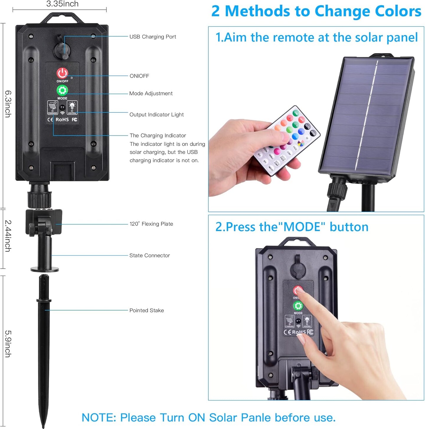 100 LED Christmas Solar String Lights - 18 Changing Colors 40FT