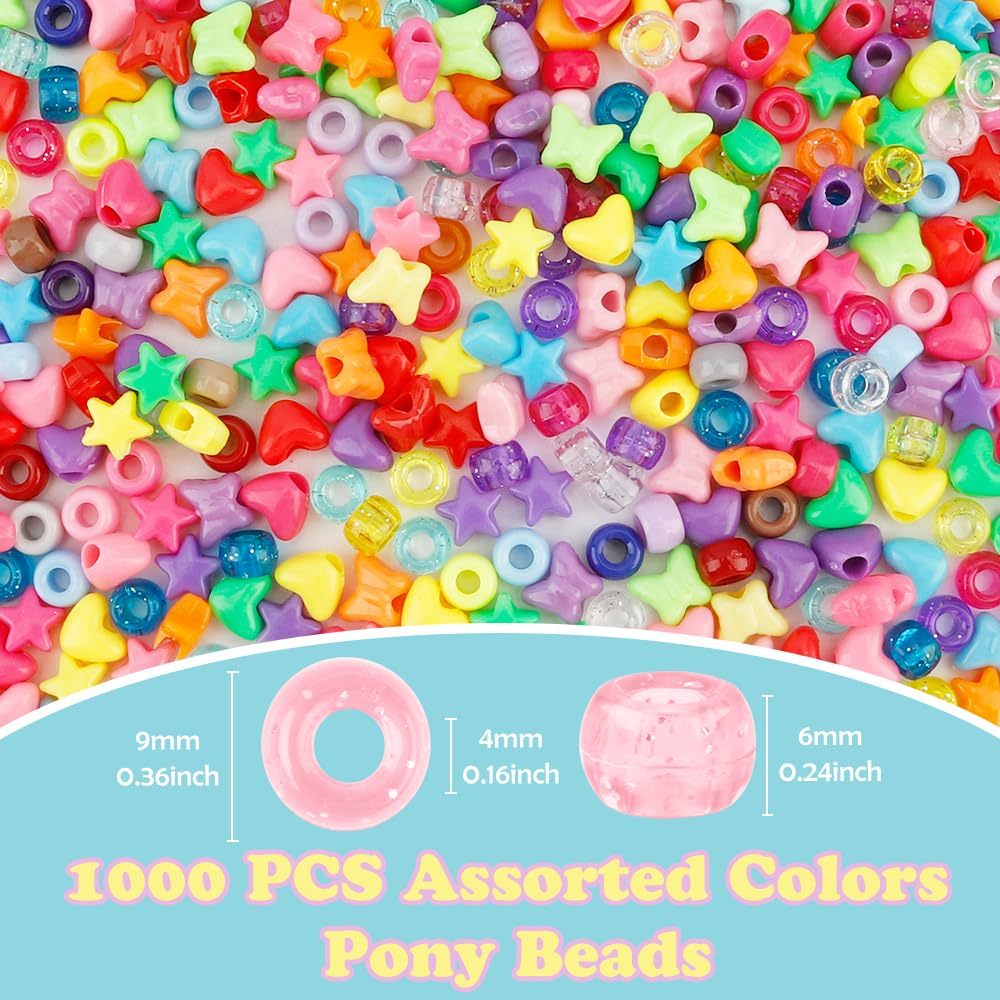 1000pcs Pony Beads,Beads for Bracelets, Bracelet Beads, Colorful Beads