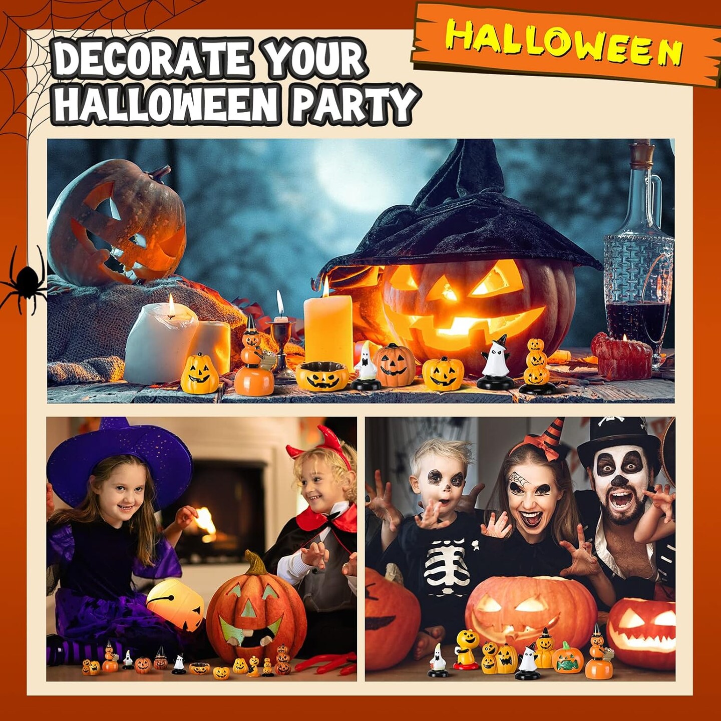 16 Pieces Halloween Miniatures Pumpkins Ghost Miniature Figurines