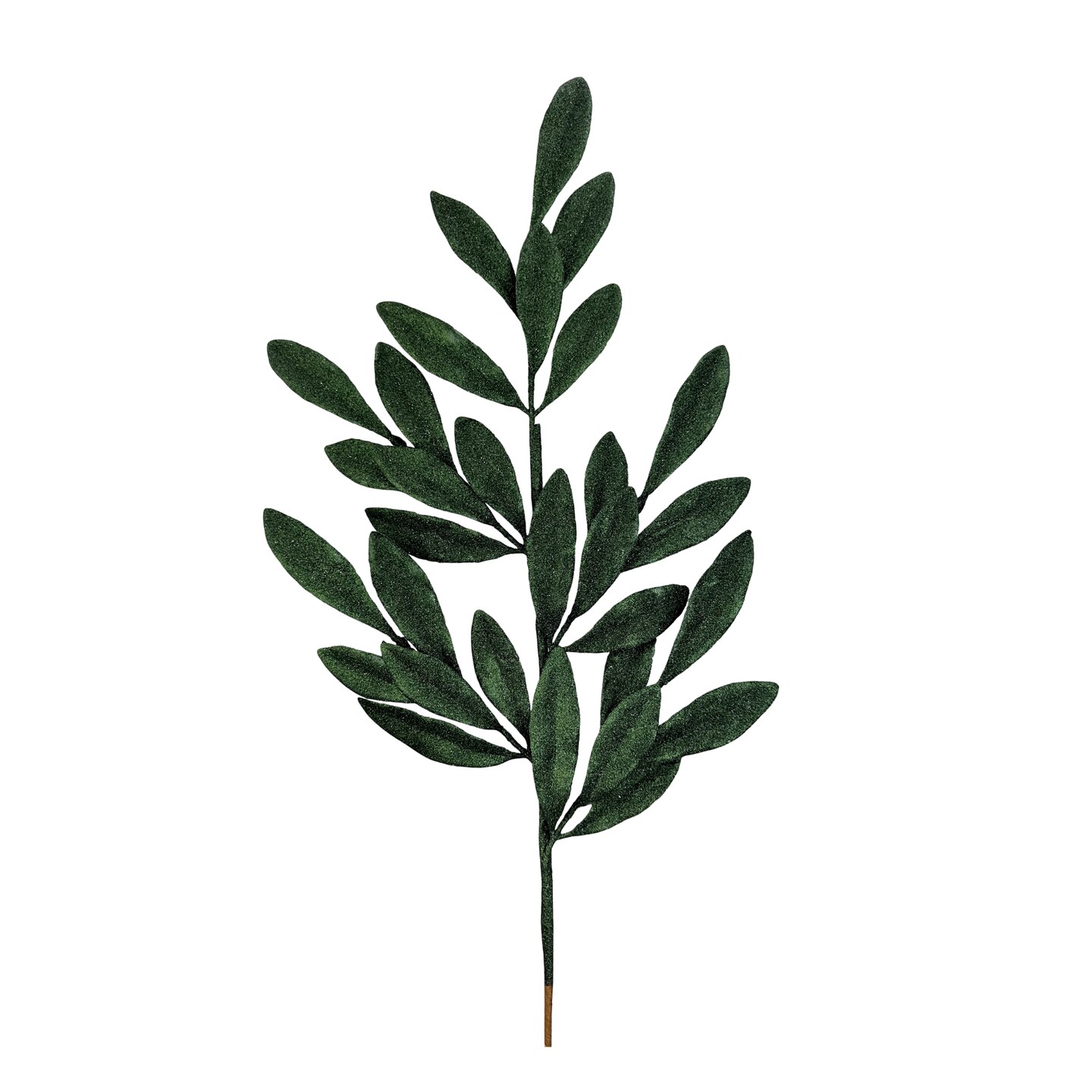 Dark Green Glitter Laurel Leaves Spray – 27" Artificial Holiday Greenery Stem-86483DKGN