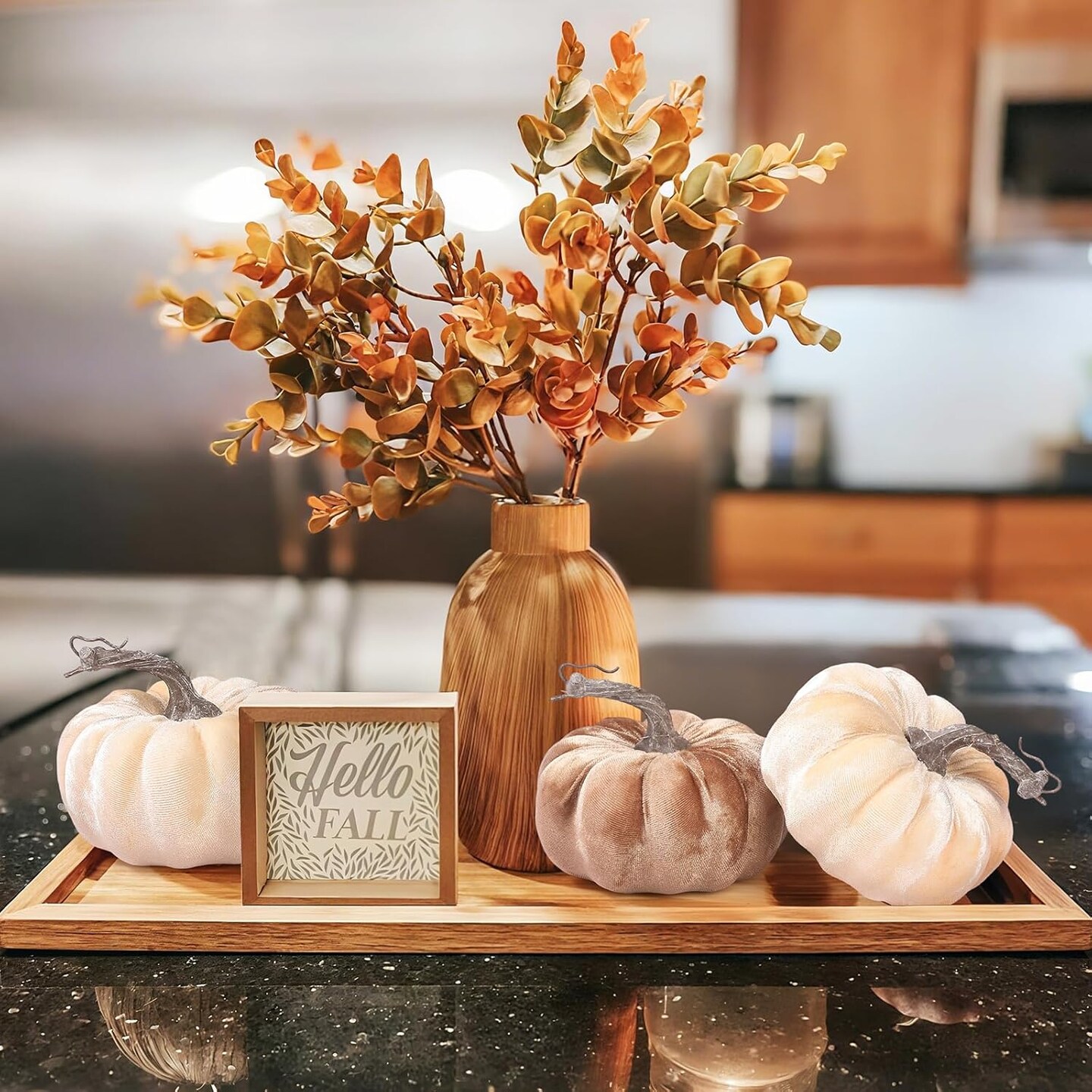 2pcs Velvet Fake Pumpkins Fall Harvest (Beige Coffee)