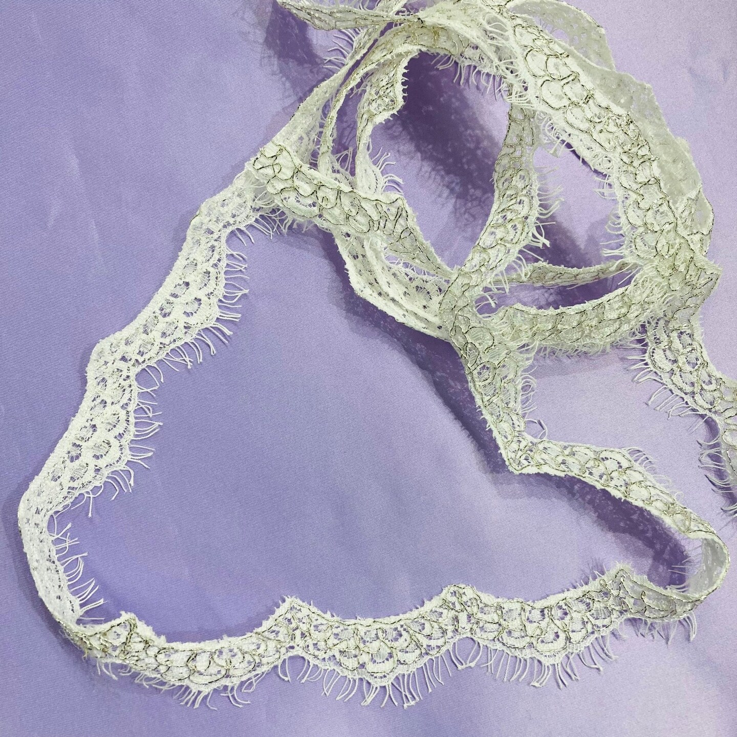 1 Yard Corded Eyelash Lace Trimming on Net Mesh | 1&#x22; Wide | Decorative Lace Trim for Bridal, Quincea&#xF1;era &#x26; Formalwear
