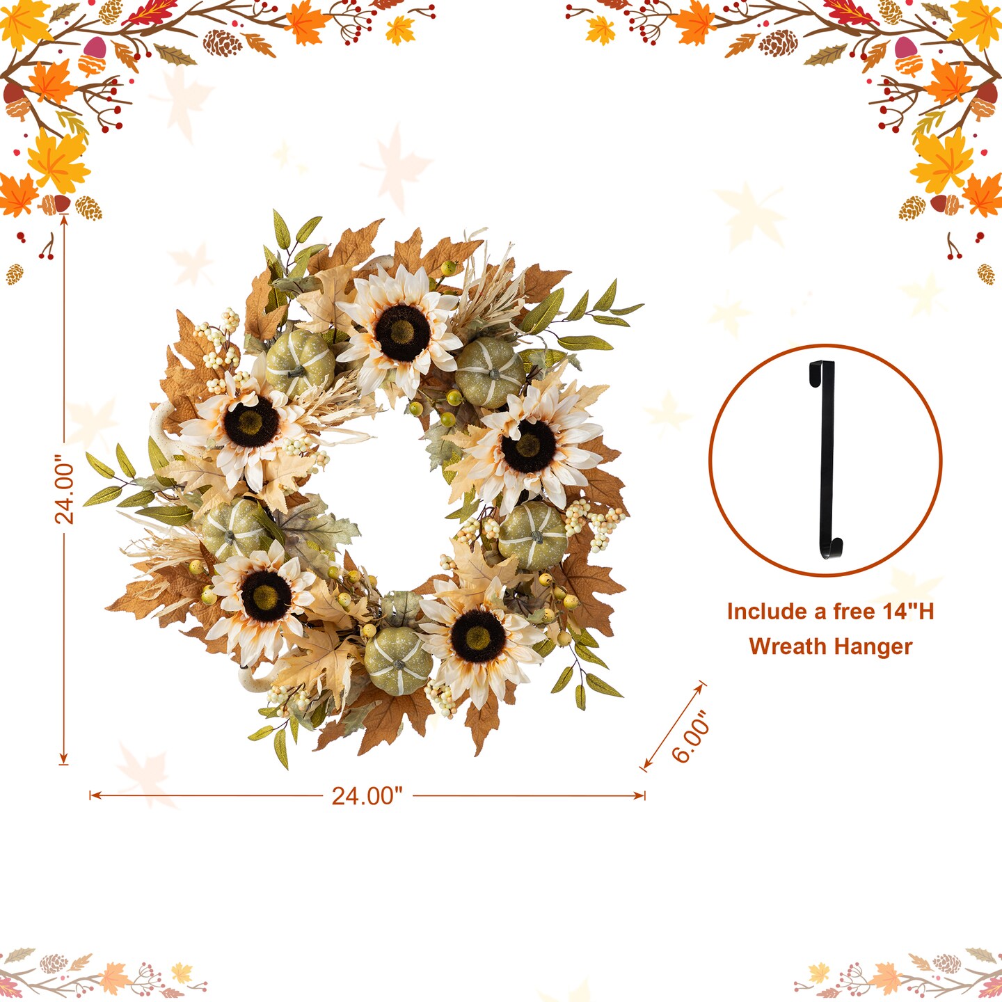 Fall Neutral Sunflower Pumpkin and Leaf Garlands/Porch Trees/Teardrops Set