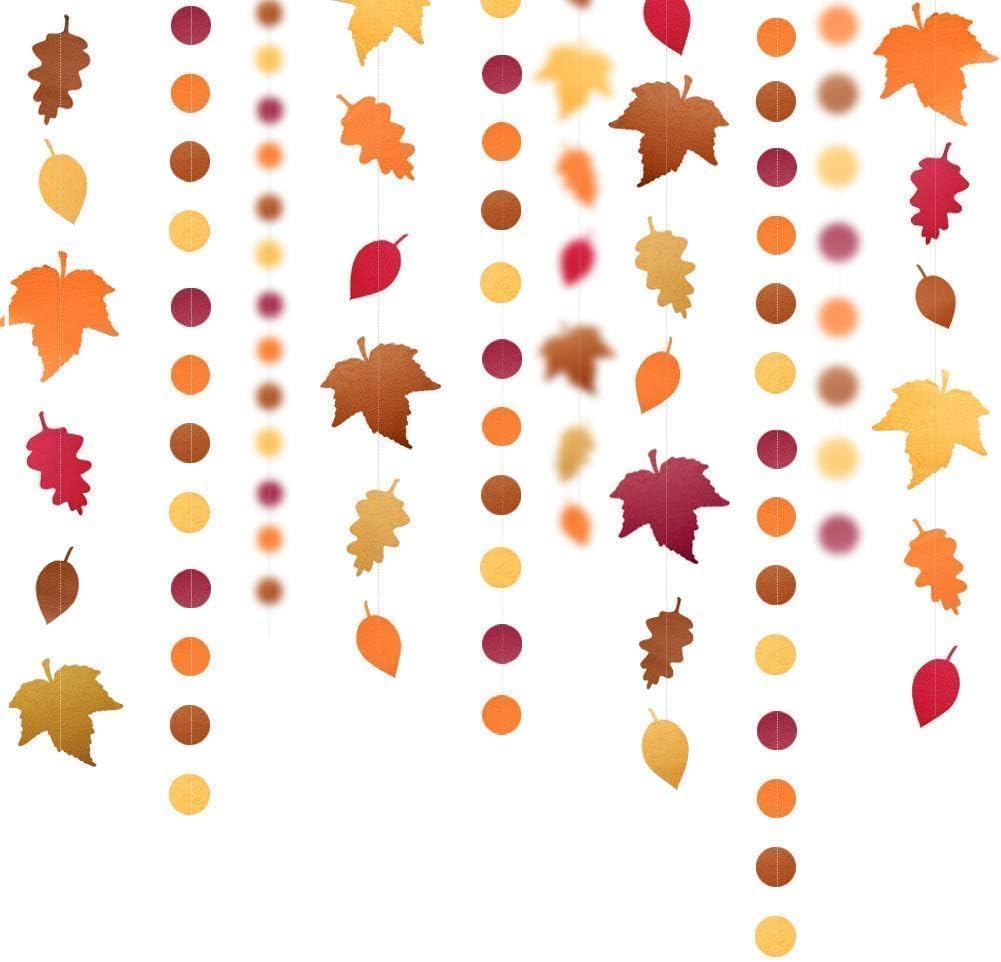 Fall Leaf Garlands Thanksgiving Party Decorations Banner Backdrop Hanging Birthday Decor Streamer Wedding Baby Shower Autumn Thanksgiving Harvest Party Supplies