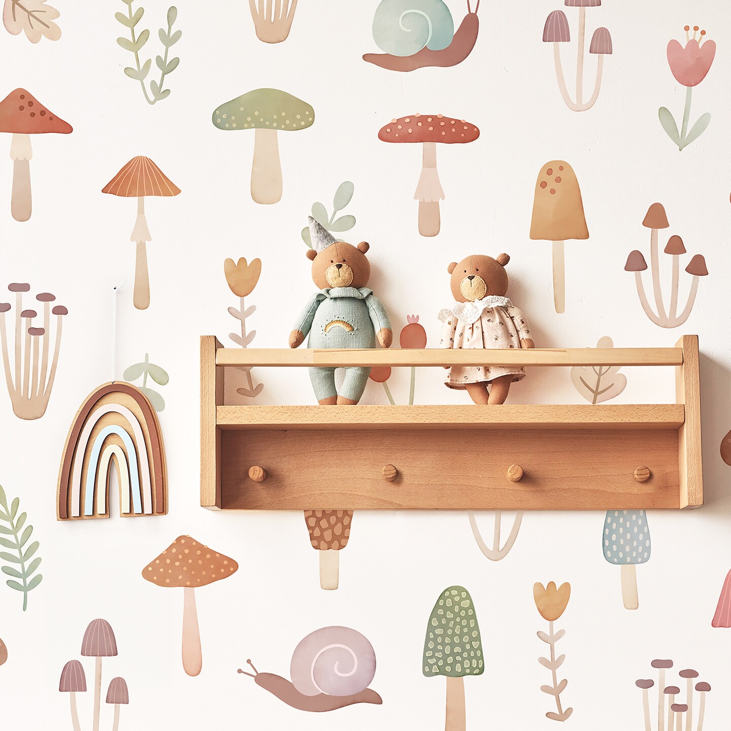 Woodland Wall Decals - Removable & Reusable Fabric Wall Stickers, Mushroom Wall Decor, Wall Decals for Kid's Rooms and Nurseries