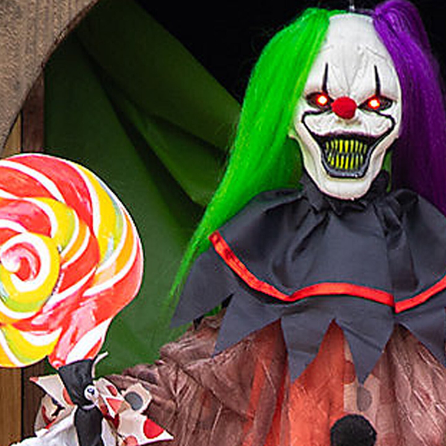 53 1/4&#x22; Animated &#x26; Light Up Clown Hanging Halloween Decoration