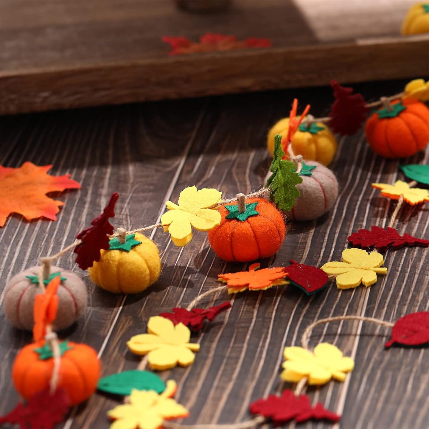 Pumpkin Maple Leaves Fall Felt Garland