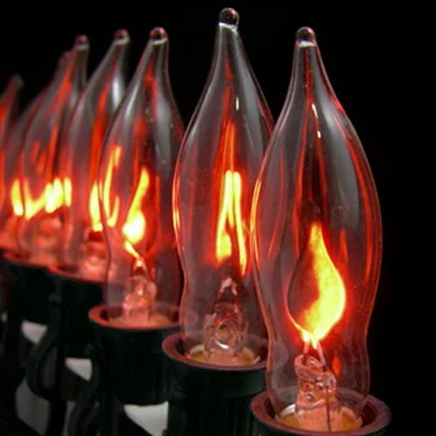 Christmas Flicker Flame String Lights, 10ft Halloween String Lights with 10 C18 Flicker Flame Lights (Black)