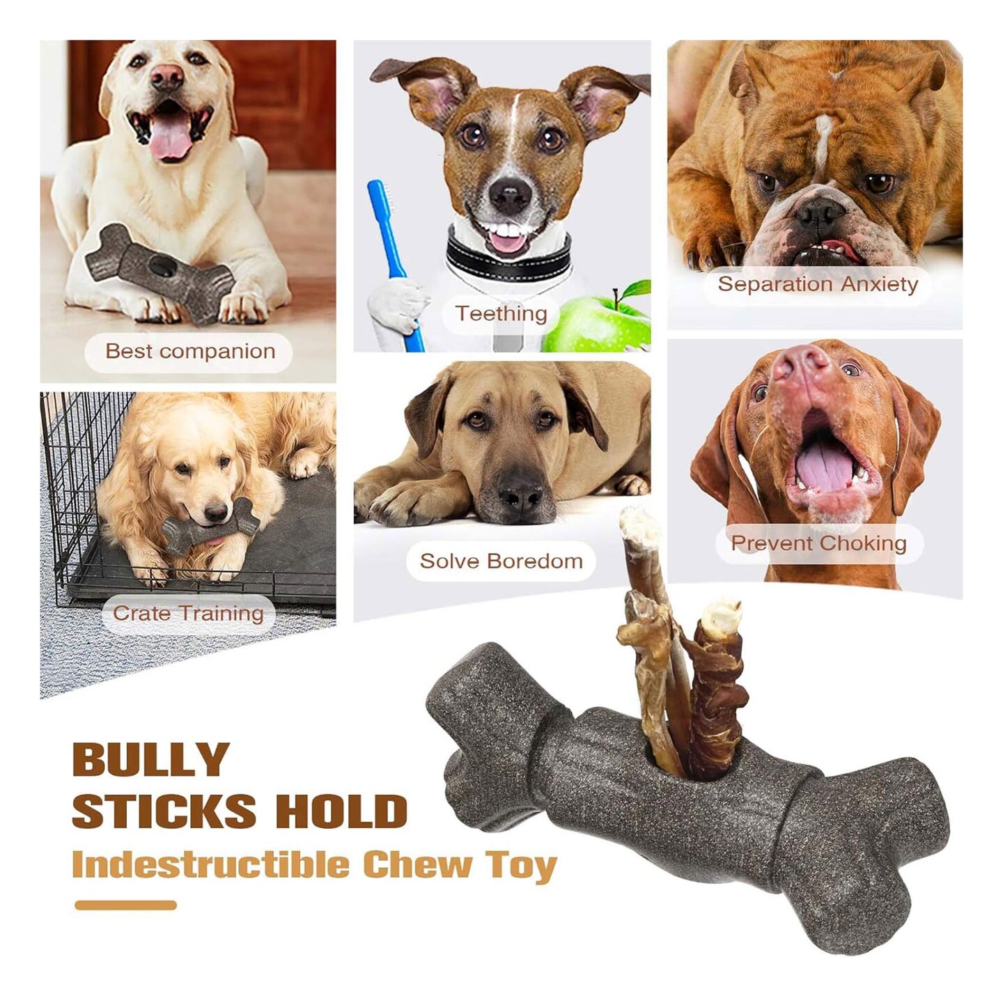 Durable Dog Chew Toy, Interactive Dental Chew Stick for Dogs 7.09" x 3.19" x 1.91"