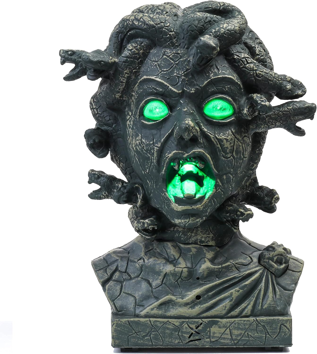 12 inch Electronic Animated Medusa Bust,Indoor/Outdoor Halloween Decoration(Brown - Snake Head)