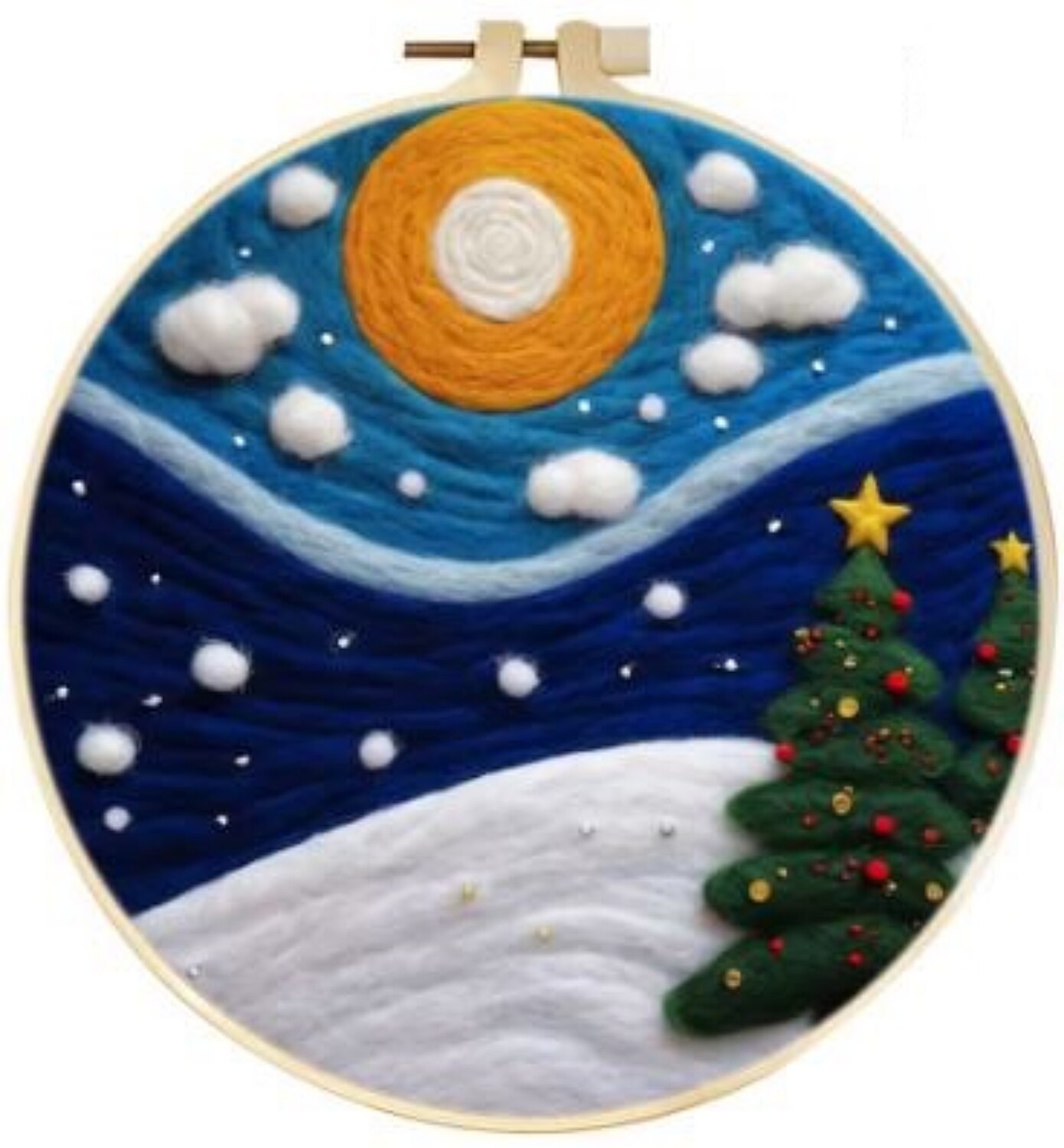 Needle Wool Felting Kit for Beginner Christmas Trees (8" with Frame)