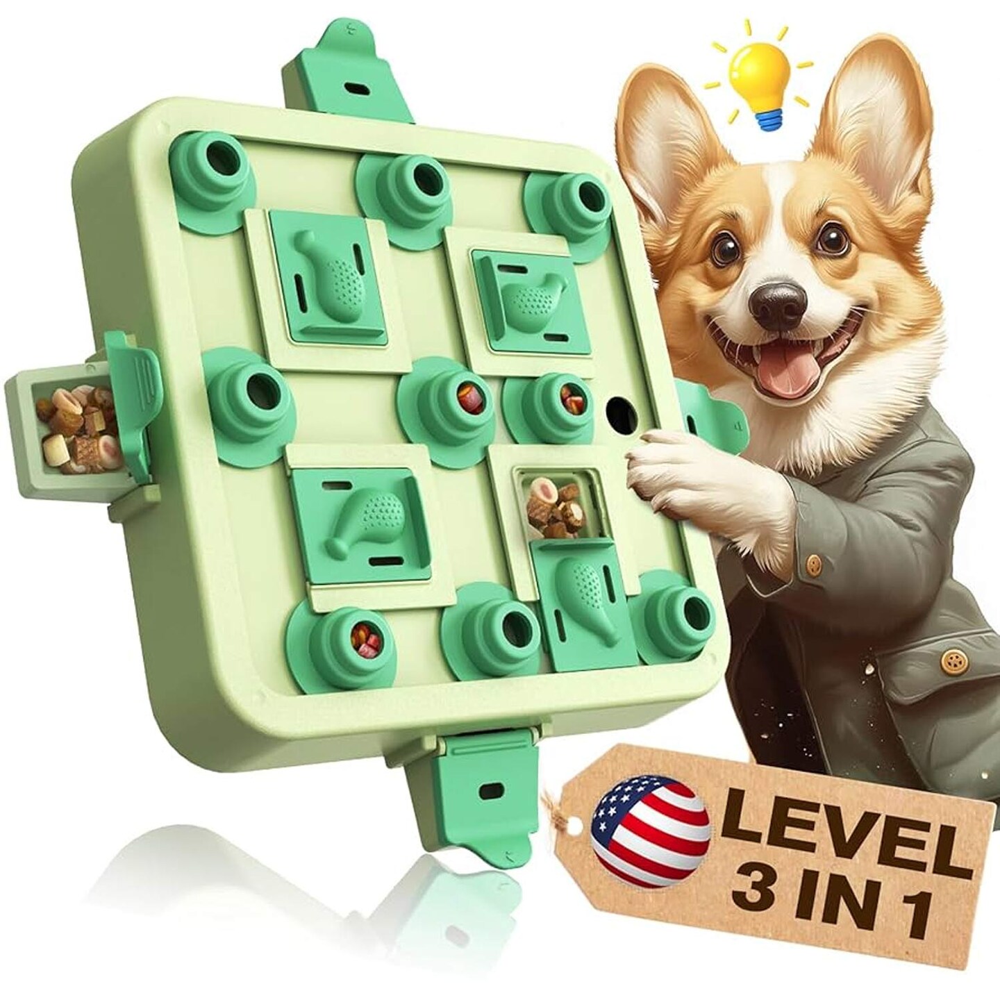 KADTC Dog Chess Puzzle Toy, Level 3 in 1 Interactive Treat & Slow Feeder 16.73" x 16.73" x 2.64"