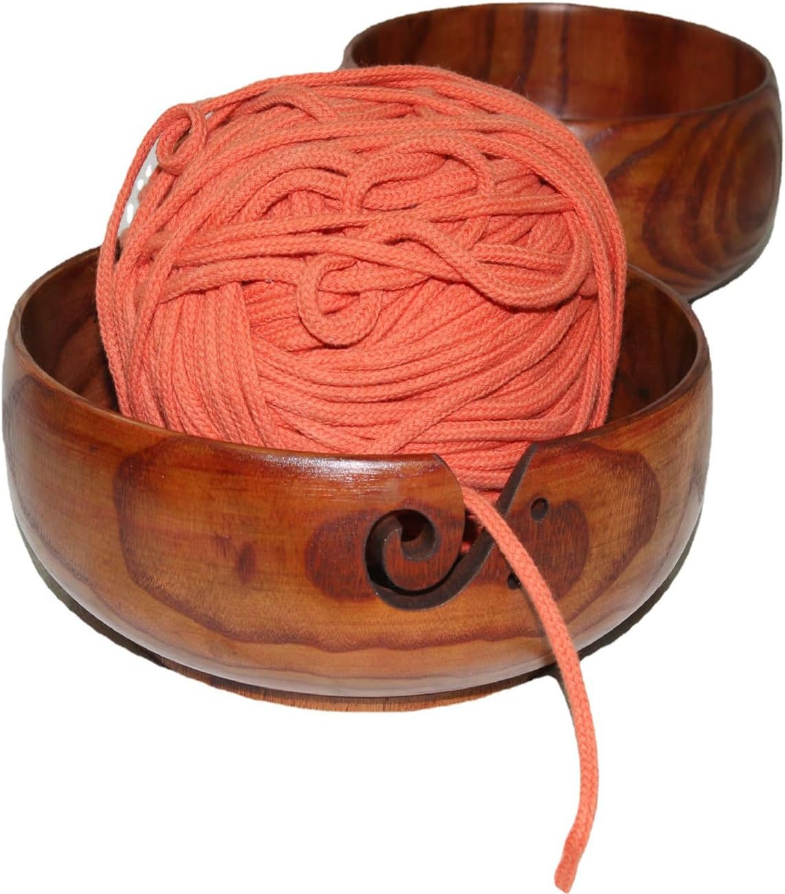 Wooden Yarn Bowl with Holes Knitting Bowl Yarn Storage(Classic)