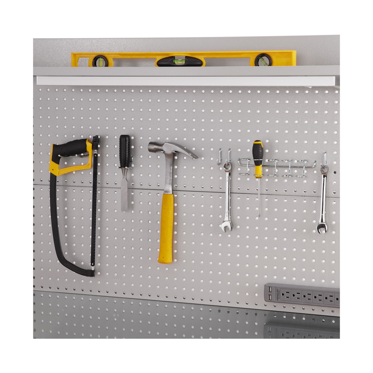 Seville Classics UltraHD Lighted Workcenter w/ Stainless Steel Top and Pegboard