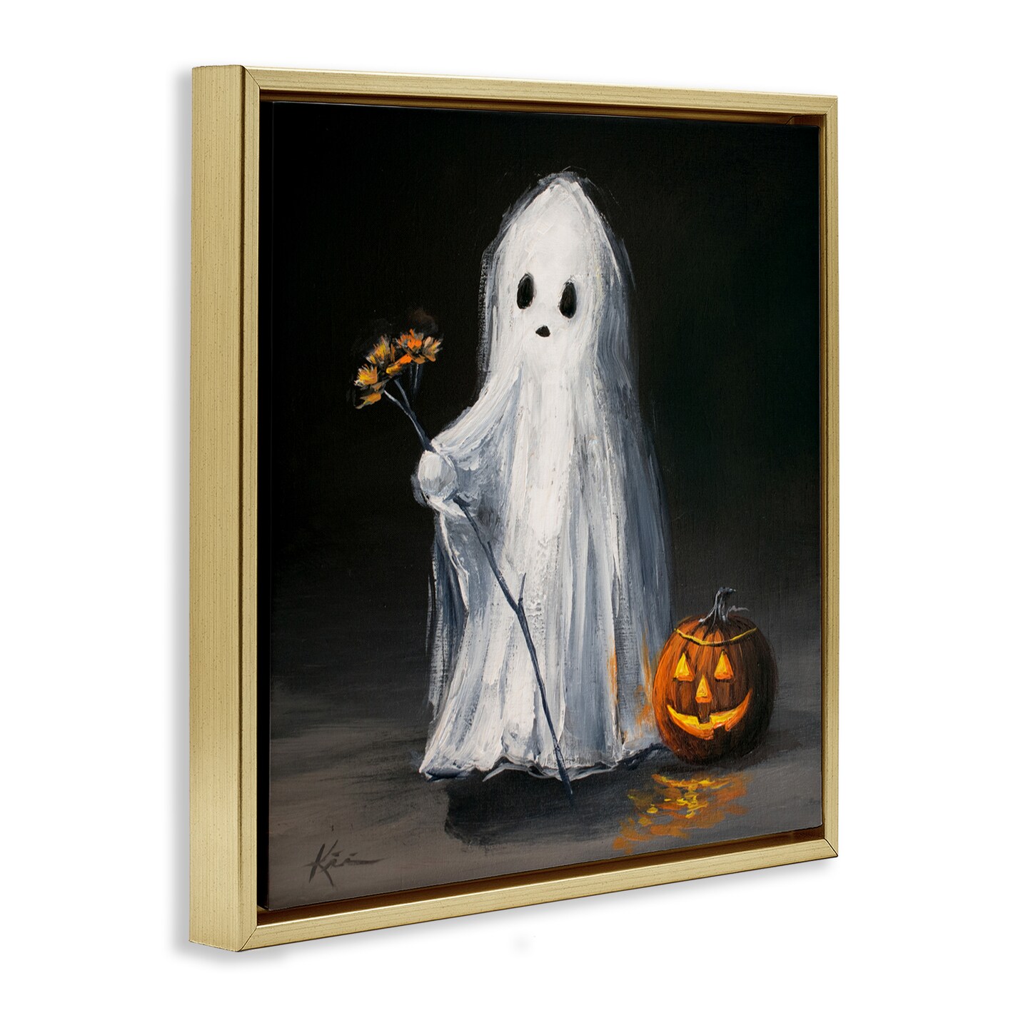Stupell Industries Vintage Halloween Ghost & Pumpkin Floating