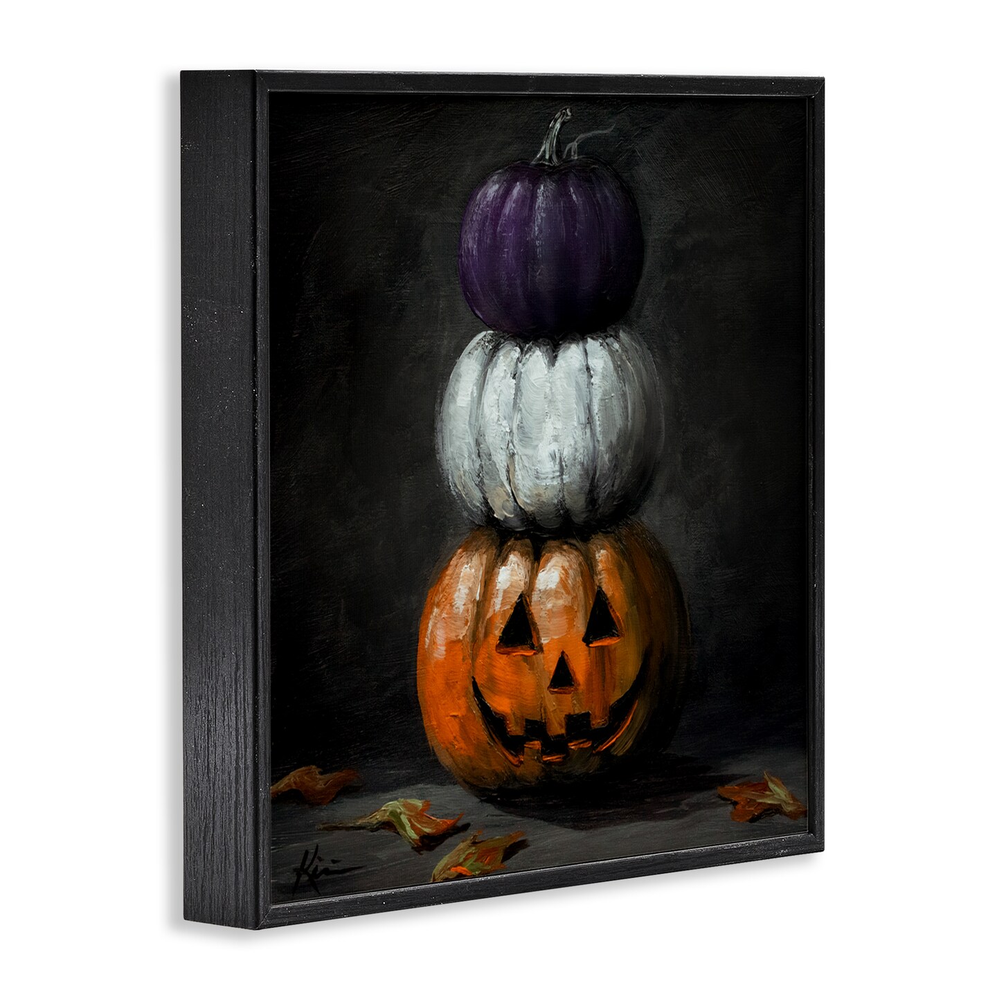 Vintage Halloween Pumpkin Stack Framed Giclee Art