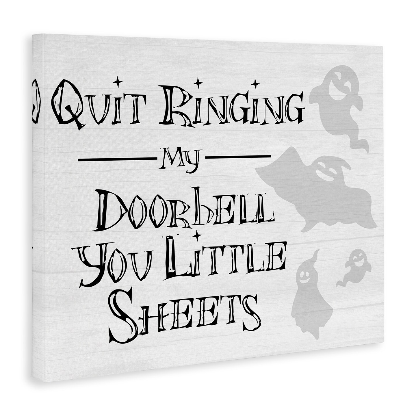 Funny Halloween Typography Phrase Smiling Ghosts Silhouettes Canvas Art