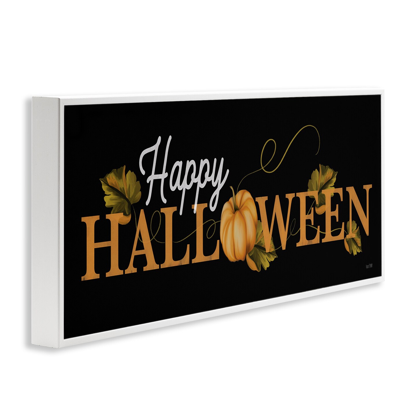 Happy Halloween on Black Framed Giclee Art