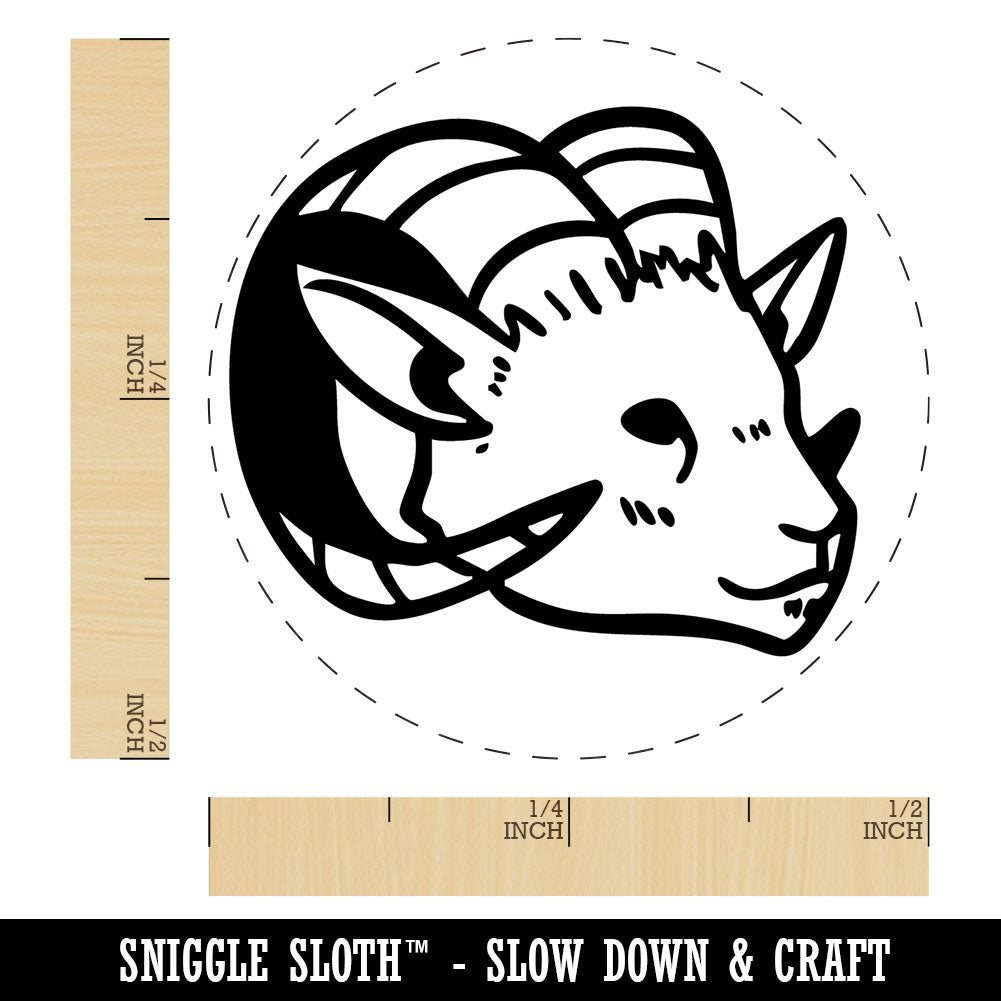 Proud Horned Goat Ram Head Self-Inking Rubber Stamp Stamping Crafting ...