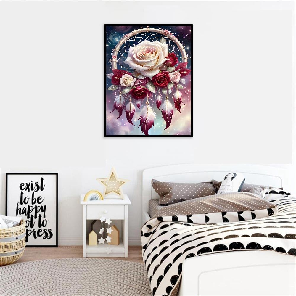 Dream Catcher Counted Cross Stitch Kits for Adults, Flowers Stamped Cross Stitch Kits for Beginners