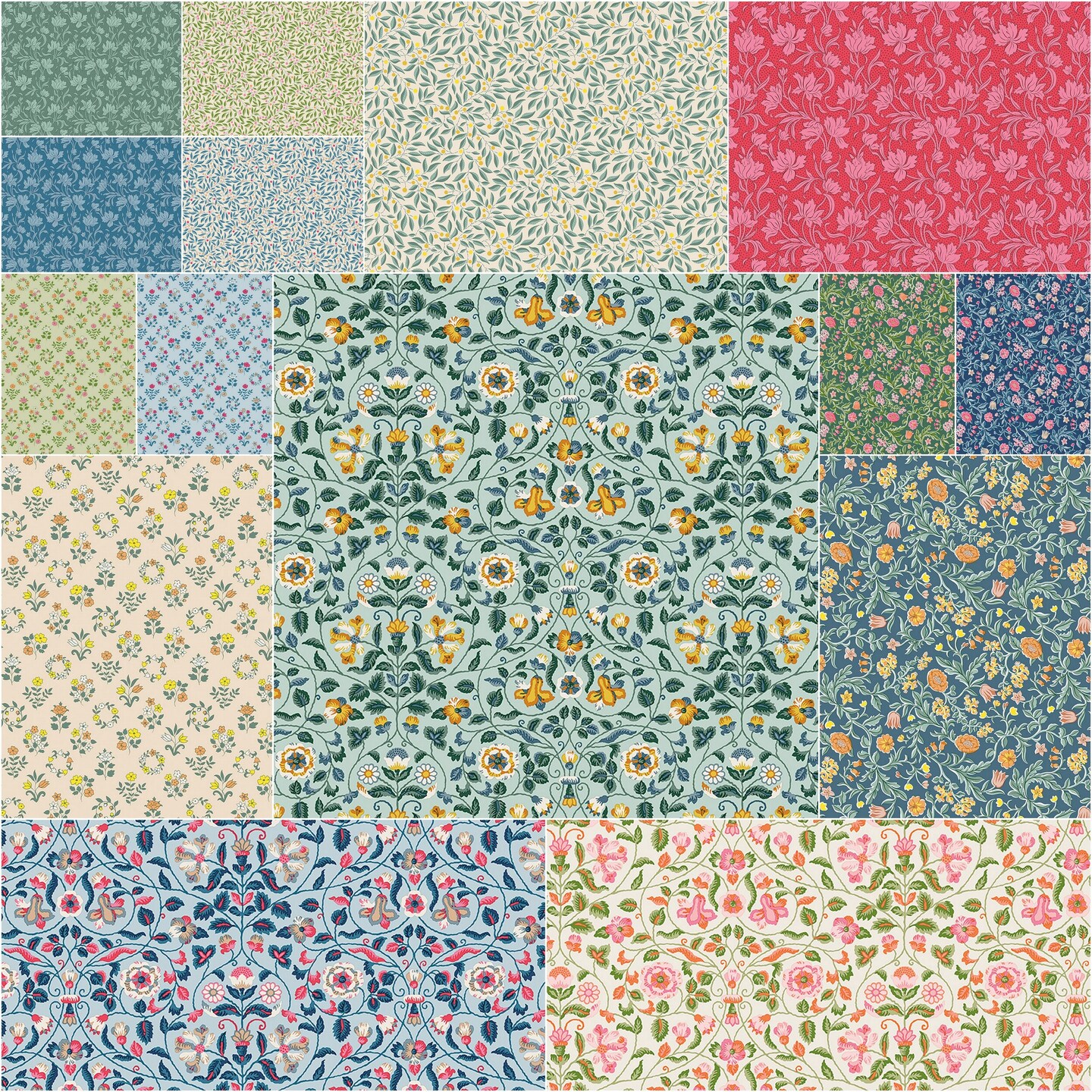 Craft Garden 5" Square Pack (Charm Pack / 5" Stacker) by for Riley Blake (5-LCRAFT-42)