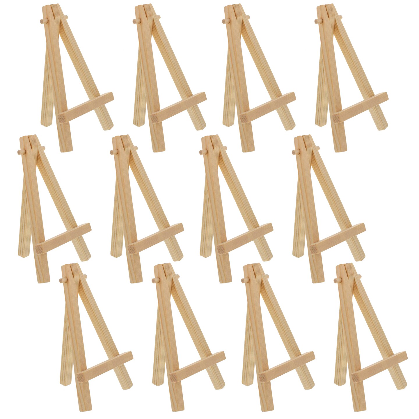 5&#x22; Mini Easel (12 Pack) - Natural Wooden A-Frame Tabletop Display Stand, Mini Easel Stand - Small Easels for Display, Small Canvases, Crafts, Business Cards, Signs, Photos, Gifts