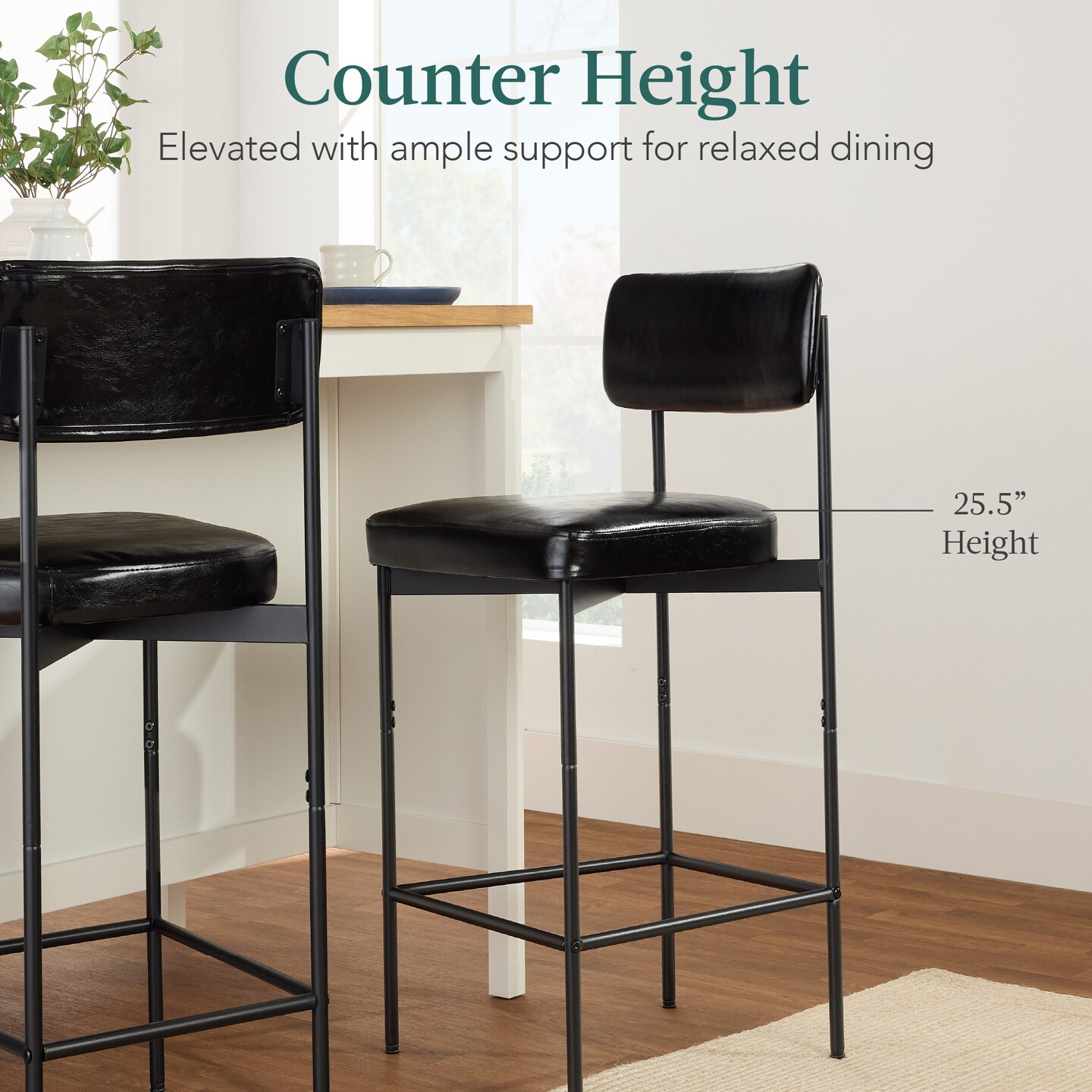 Best Choice Products Set of 2 Faux Leather Counter Stools for Kitchen Island and Dining w/ Metal Frame