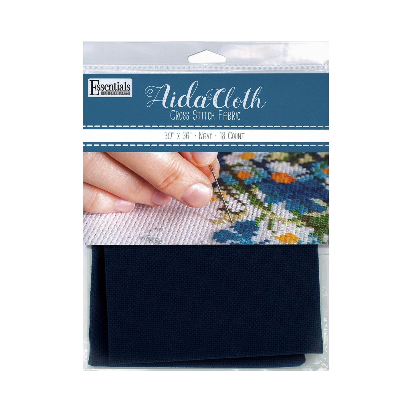 Essentials By Leisure Arts Aida Cloth, 18 count, 30" x 36", Navy cross stitch fabric for embroidery, cross stitch, machine embroidery and needlepoint