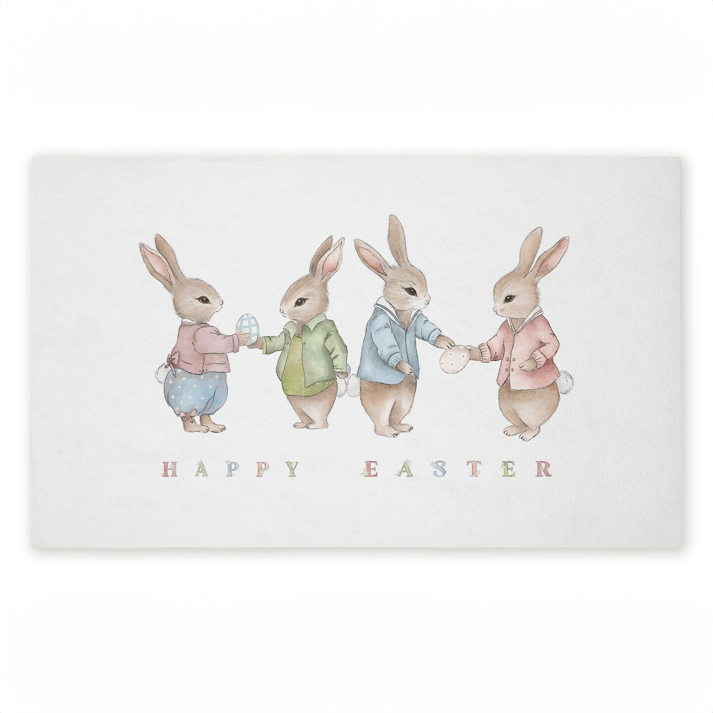 Stupell Industries Minimal Happy Easter Bunnies Printed Outdoor Door Mat, design by Leah Straatsma, 18"x30"