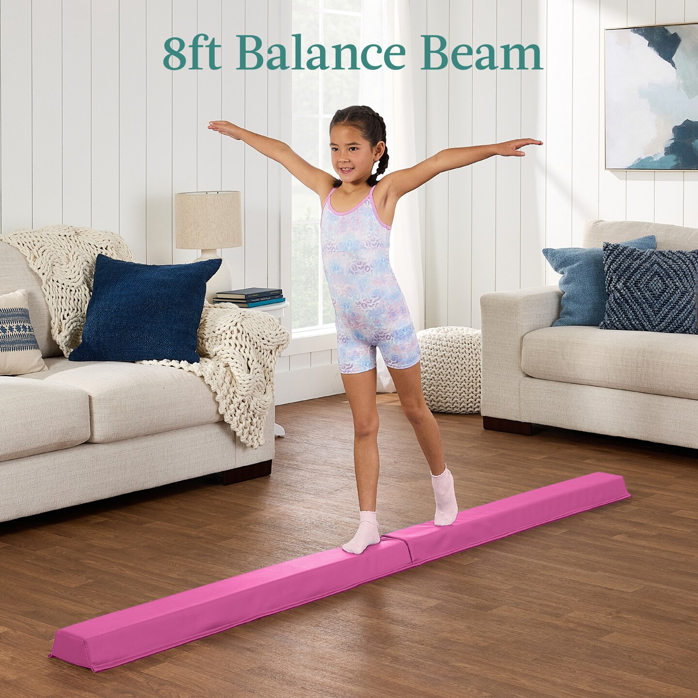Best Choice Products 10ftx4ftx2in Folding Gym Mat 4-Panel w/ Carrying Handles & Folding Balance Beam