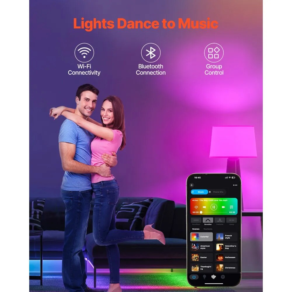 4 Pack Smart LED Bulbs, A19 E26, RGB Color Changing, Works with Alexa