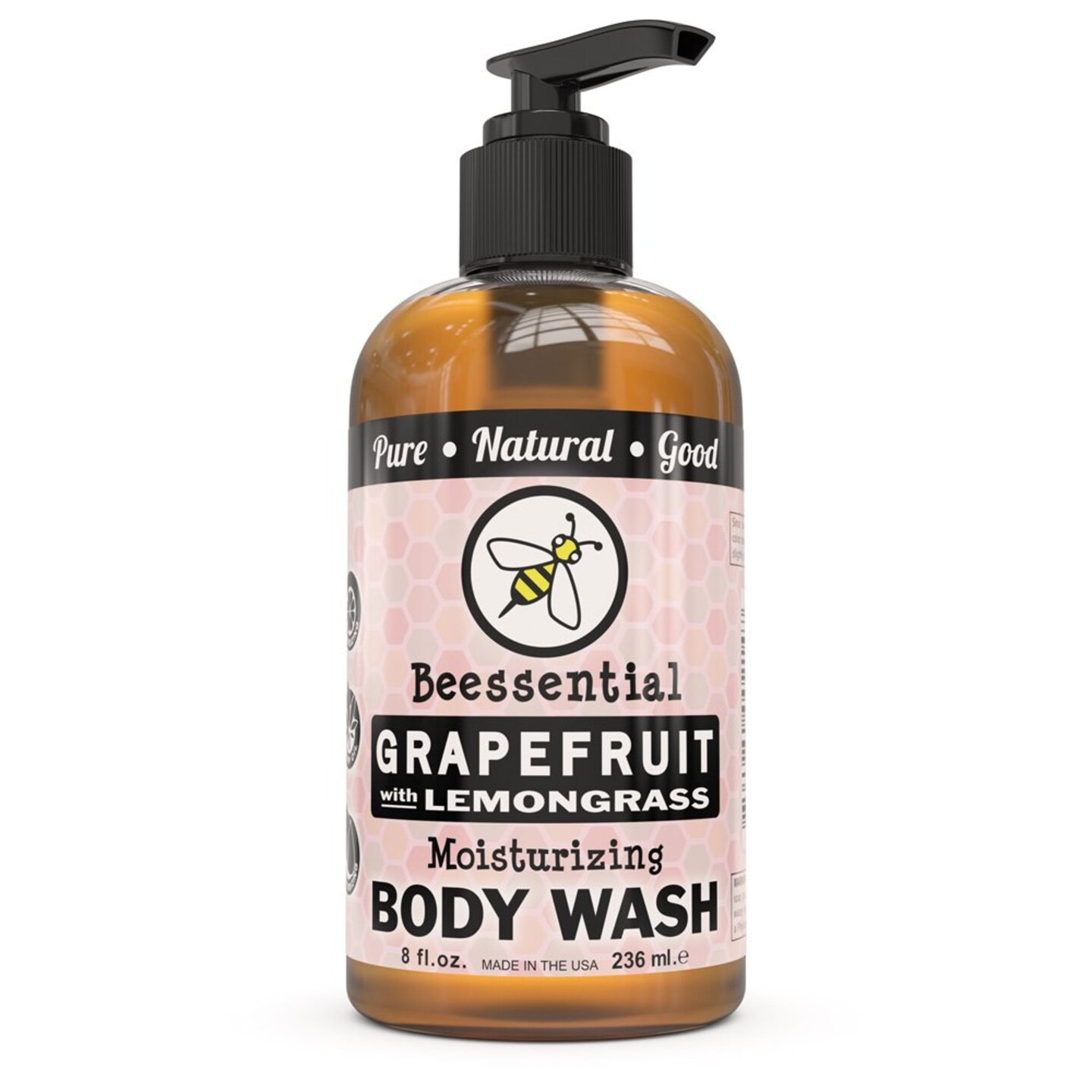 Beessential Natural Body Wash - Grapefruit with Lemongrass, 8 ounces