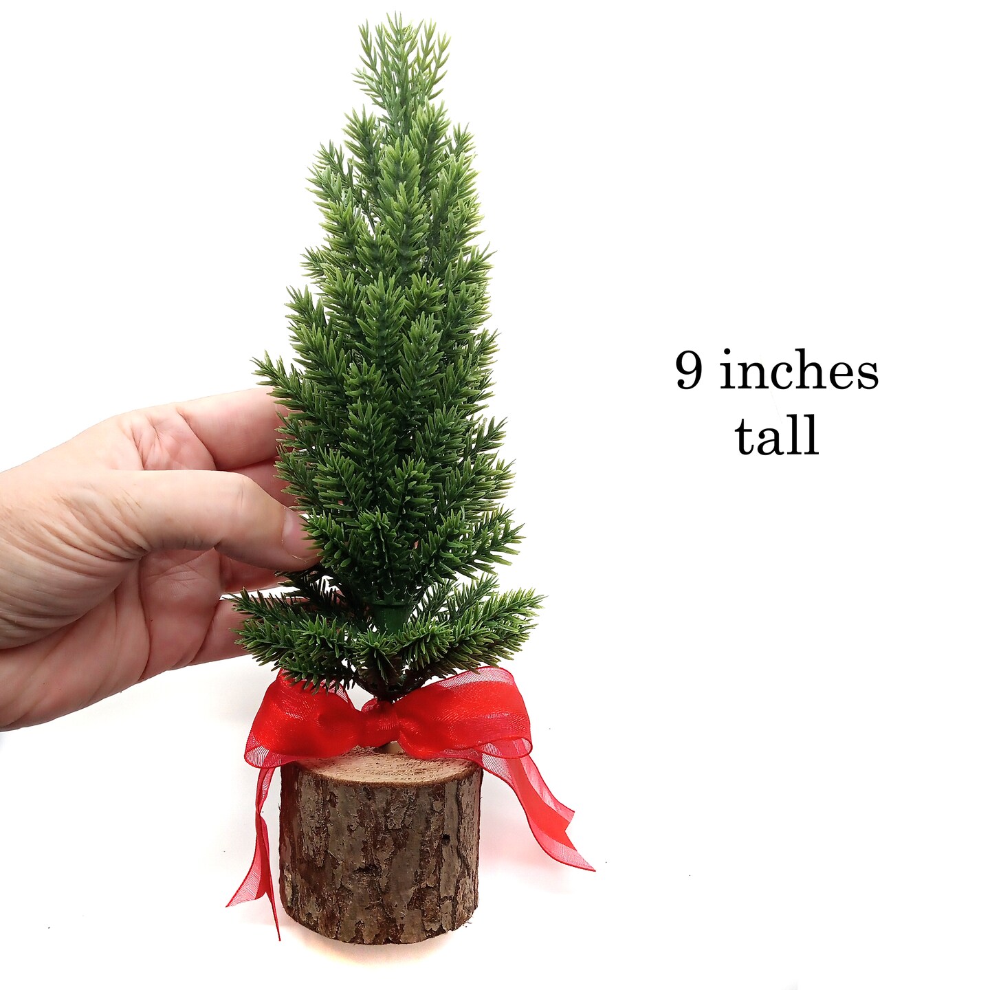 9 inch Miniature Christmas Tree with Bow, 1:12 Scale Dollhouse, Adorabilities