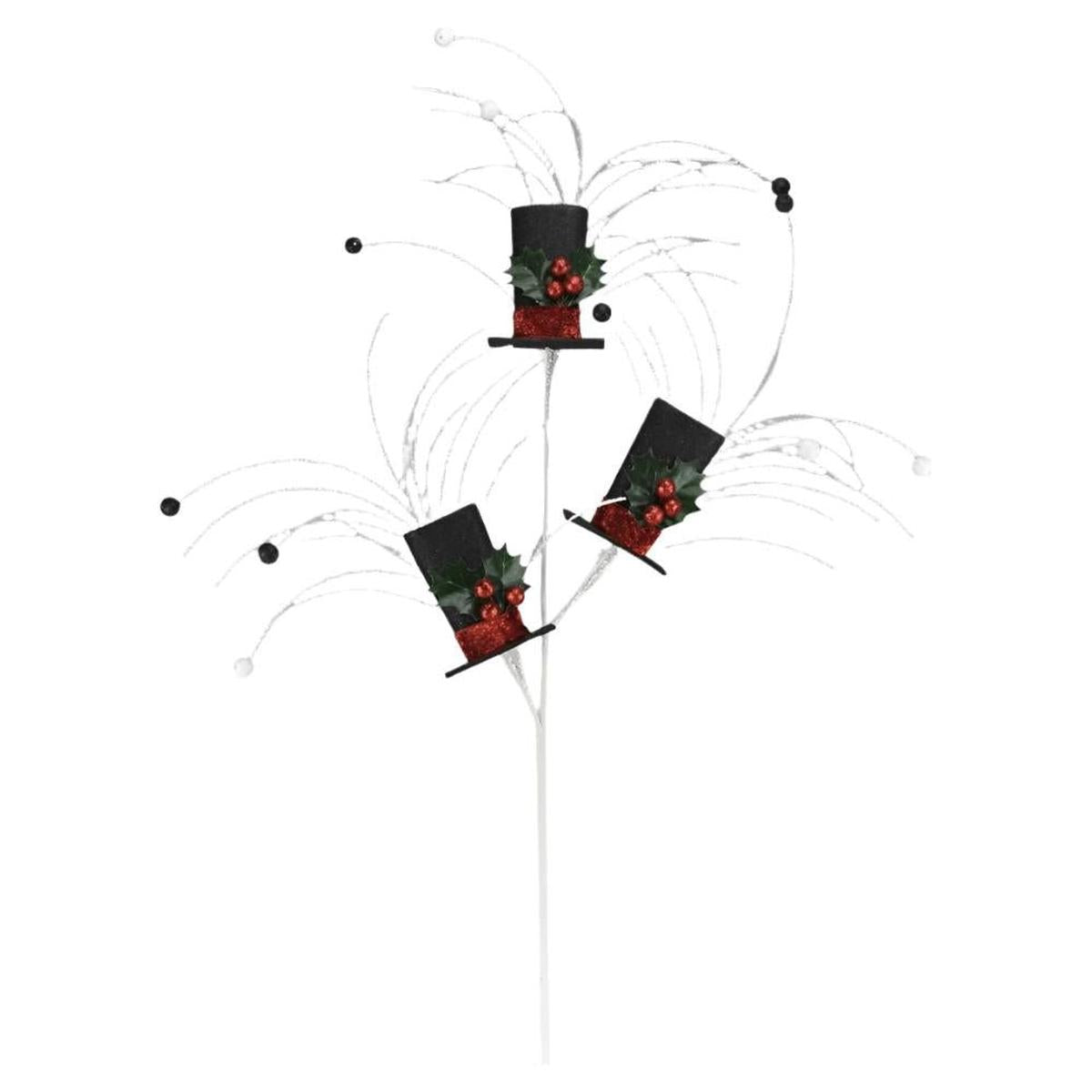 40&#x22; Glitter Snowman Top Hat Spray