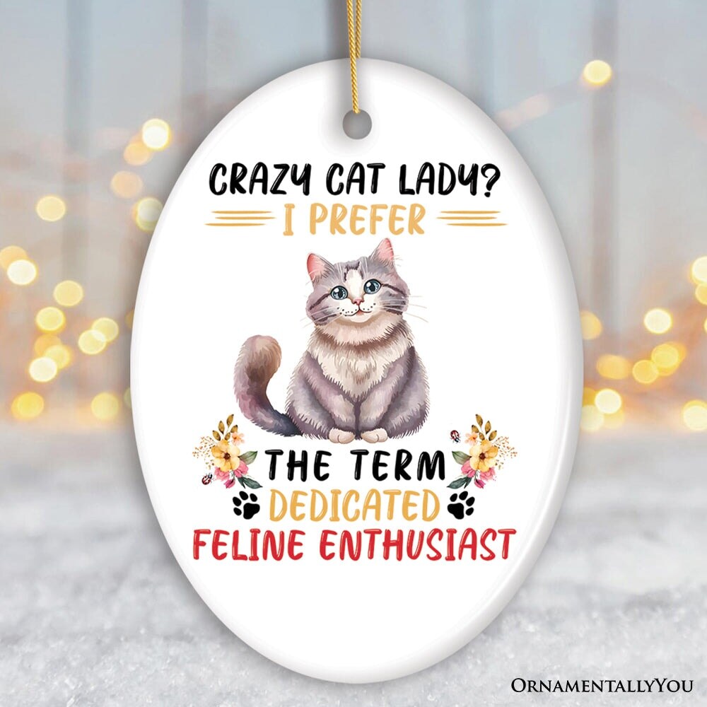 Crazy Cat Lady Ceramic Ornament, Cute and Funny Christmas Gift
