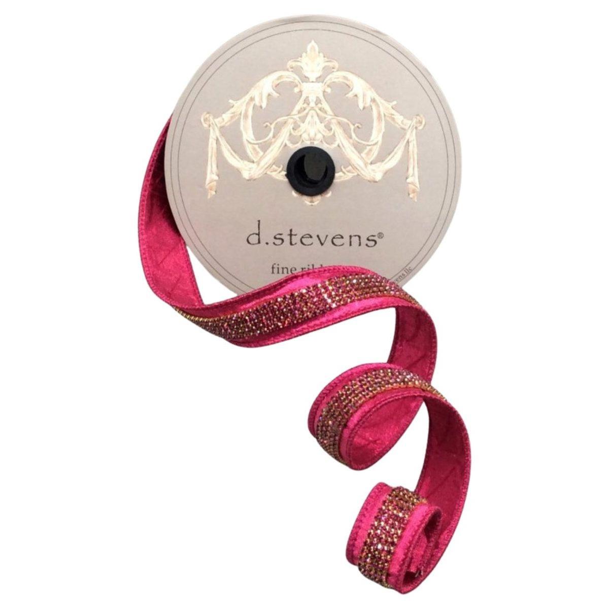 1&#x22; Metallic Dupion Duchess Jewel Ribbon: Hot Pink (5 Yards)