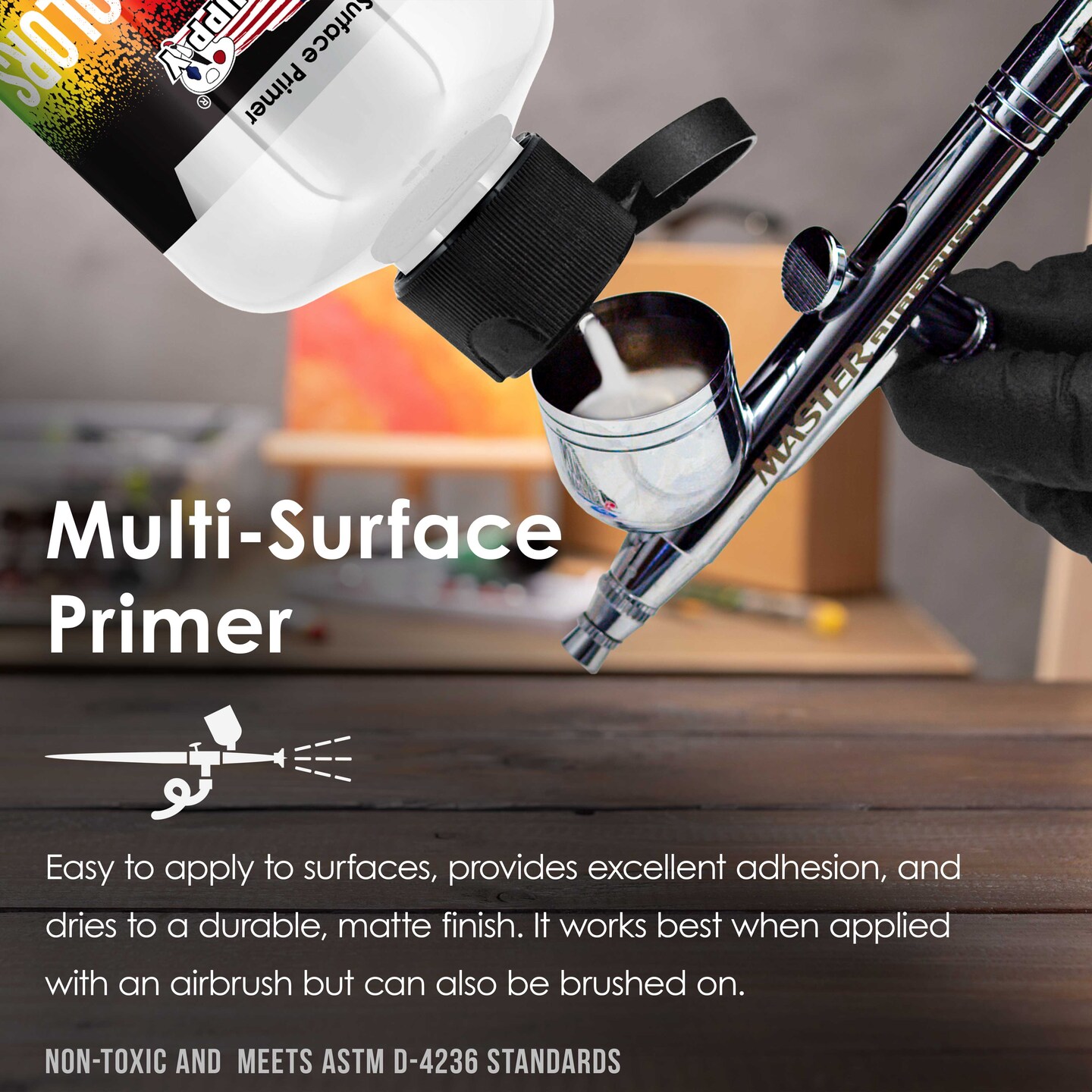 U.S. Art Supply White Surface Primer Airbrush Paint, 8 oz - Acrylic Primer Paint, Ready-To-Spray, Water-Based Acrylic Polyurethane for Miniatures, Models, Plastic, Metal, Wood, Canvas, 3D Prints