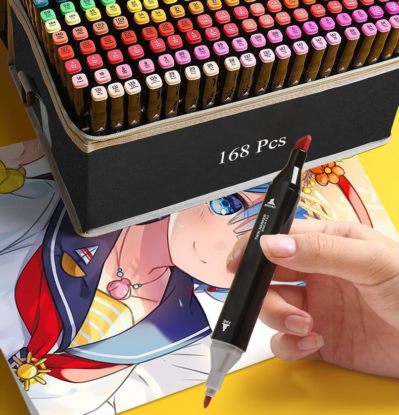168 Colors Alcohol Markers Artist Drawing