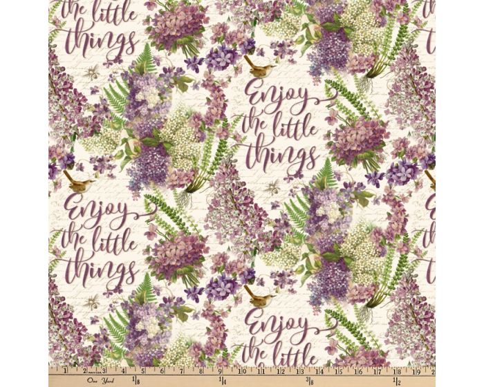 Enjoy the Little Things Cotton Fabric | By the Yard | Sewing and Crafting | 44 inches wide