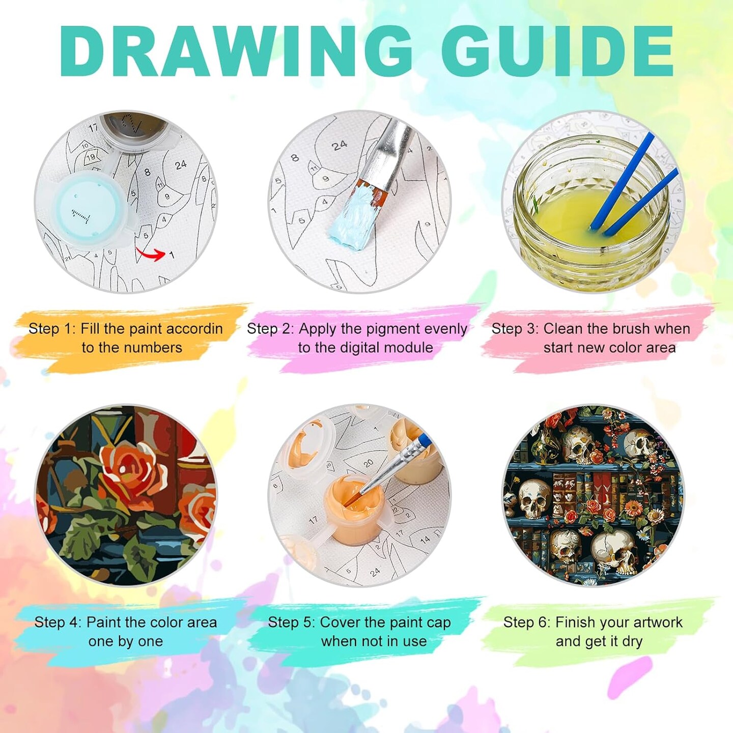 Paint by Numbers Kit for Adults – 16x16" Bookshelf & Skull DIY Acrylic Painting on Canvas, Beginner-Friendly Art Set for Relaxation, Home Wall Decor & Gift Giving