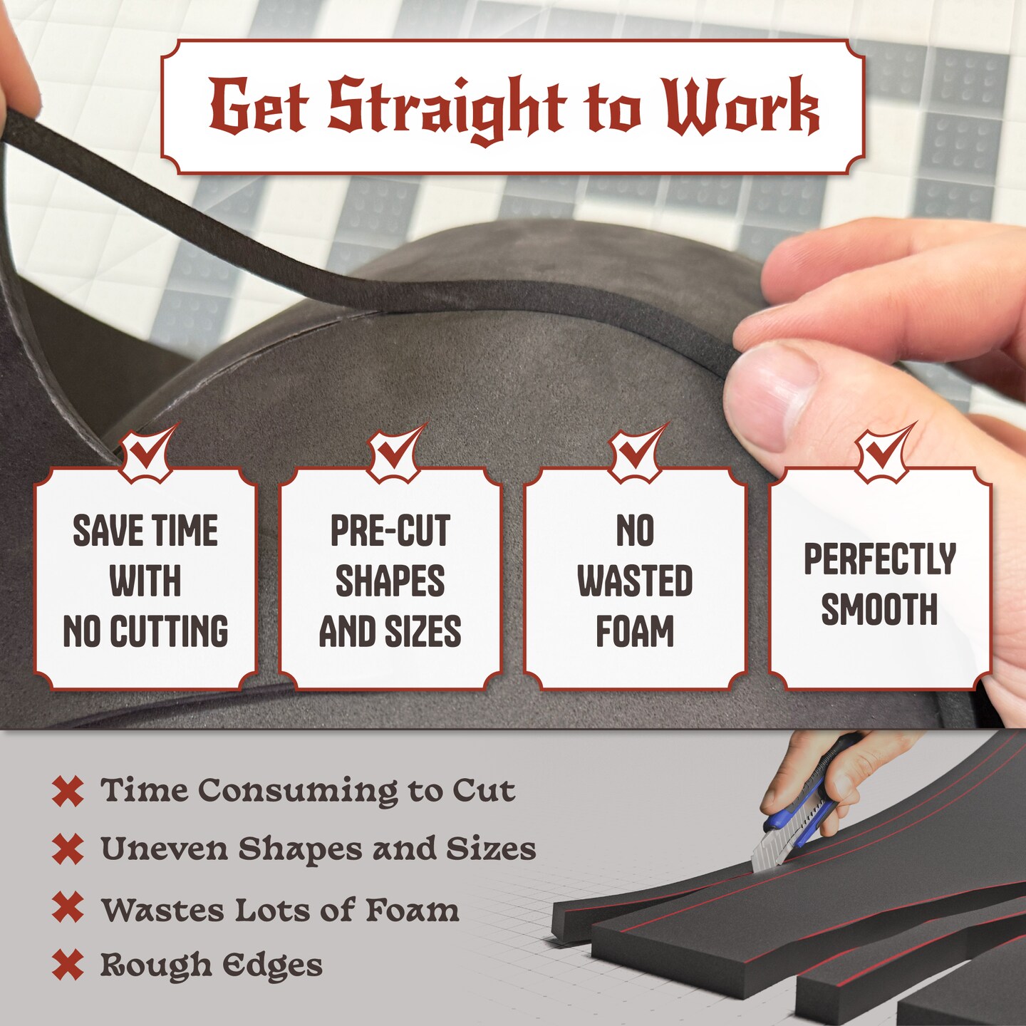 EVA Foam Dowel/Bevel - 1 to 3 Meter(s) Cosplay Craft Material - Multiple Shapes - Multiple Diameters 5-40mm