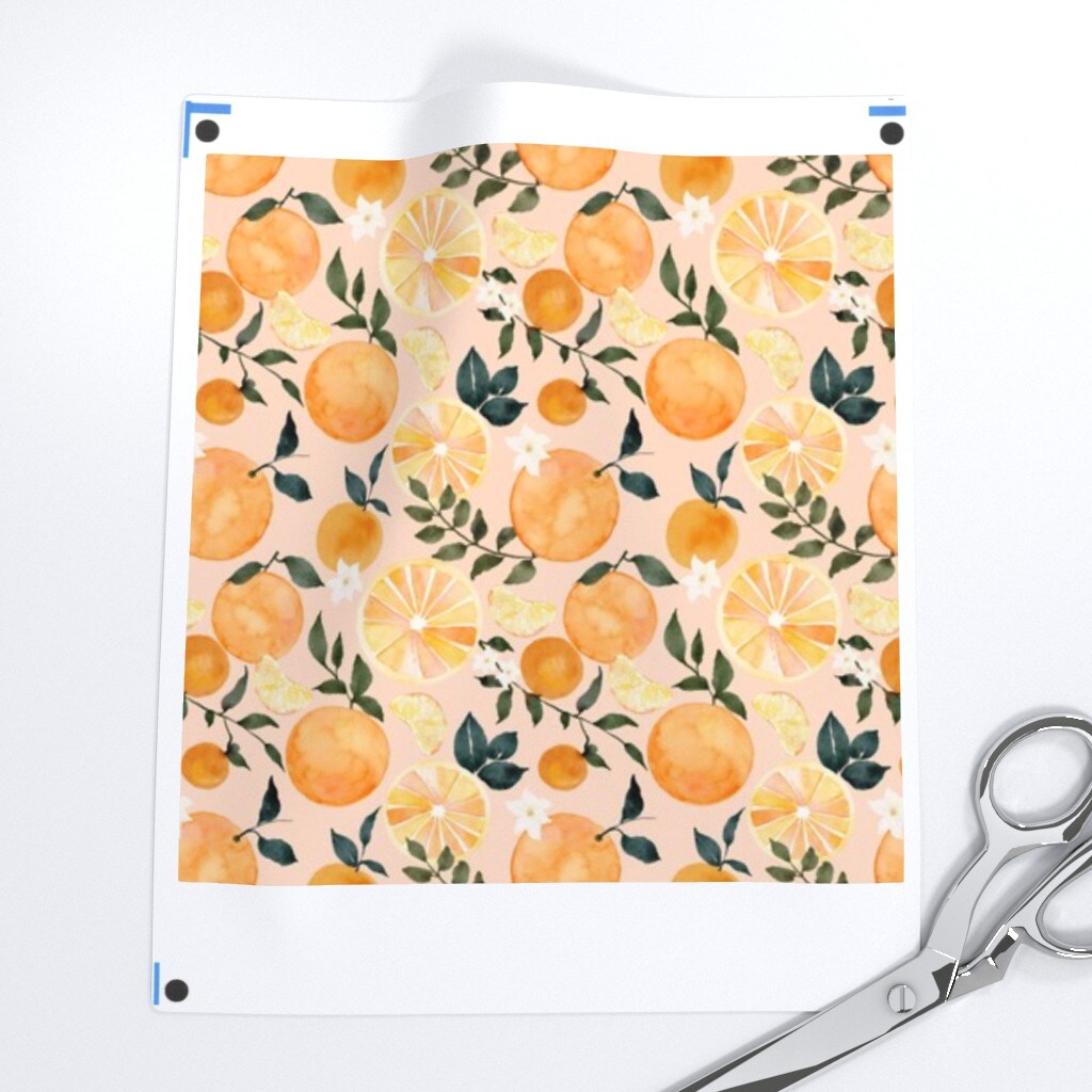 Watercolor Fruit Summer Orange Citrus Modern Botanical Small Scale Custom Printed Fabric by Spoonflower Various Fabrics by the Yard or Fat Quarter