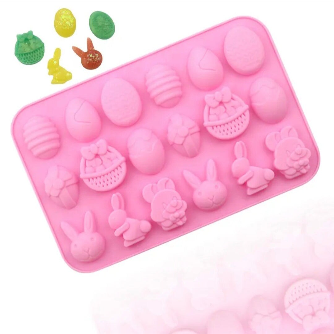 Easter Bunny, Egg & Basket Silicone Candy Mold – Chocolate, Fondant & Candy Mold