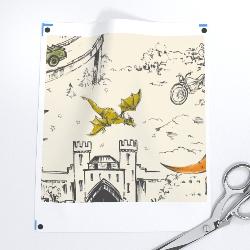 Hand Drawn Toile Wallpaper Dinosaur Cars Helicopters Trains Construction Dragon Bear Kids Custom Pre-pasted Wallpaper by Spoonflower Pre-Pasted Wallpaper 2FT Wide