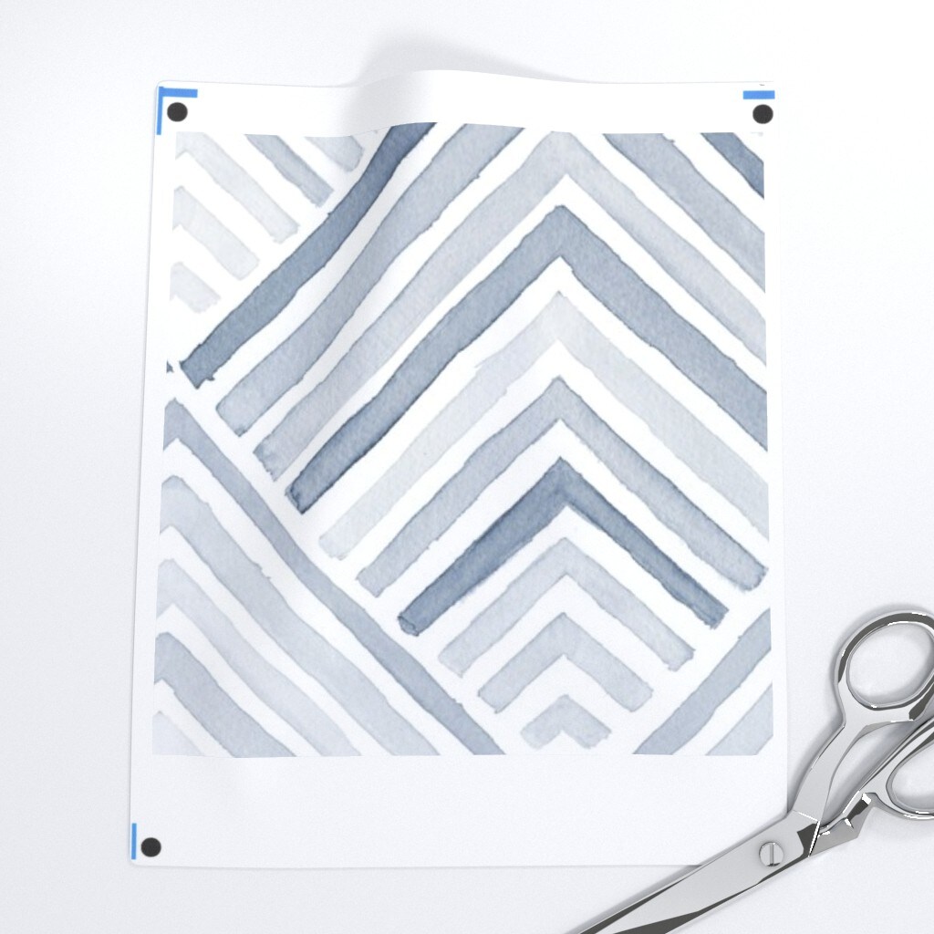 Coastal Geometric Modern Blue Monochrome Lines Neutral Beach Sea Chevron Custom Removable Wallpaper by Spoonflower Peel & Stick Wallpaper 2FT Wide