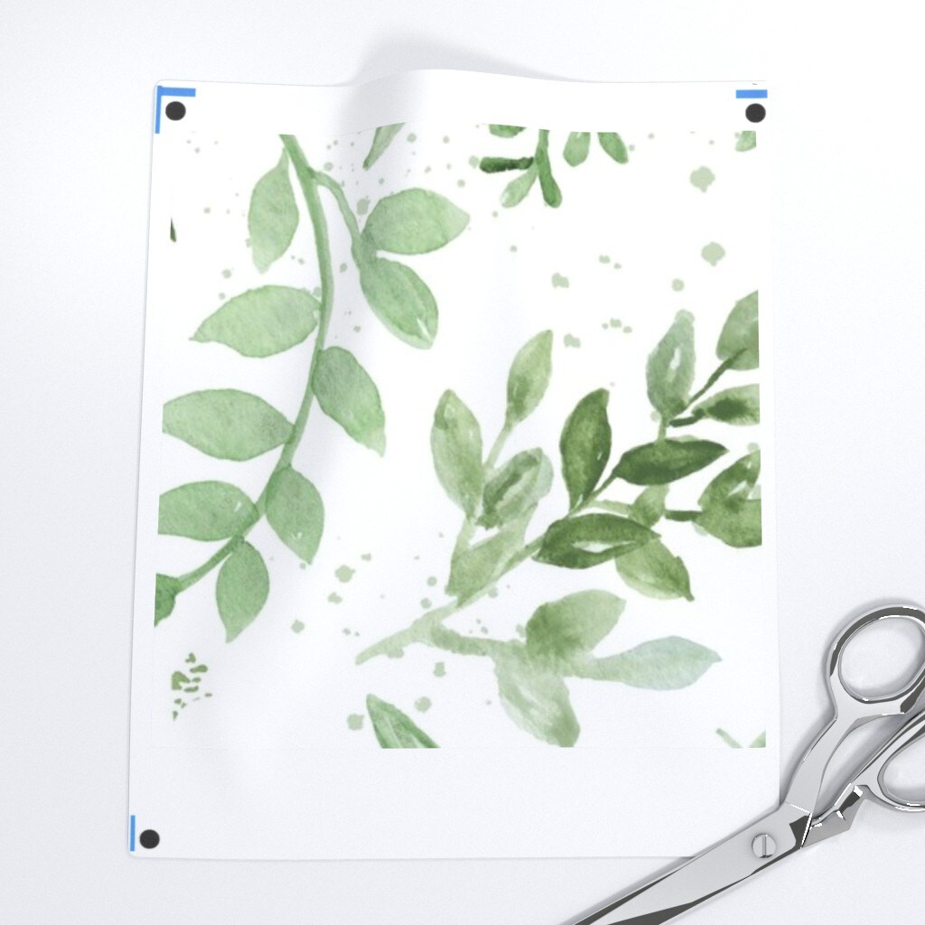 Watercolor Leaves Pattern Eucalyptus Sage Green Greenery Custom Pre-pasted Wallpaper by Spoonflower Pre-Pasted Wallpaper 2FT Wide