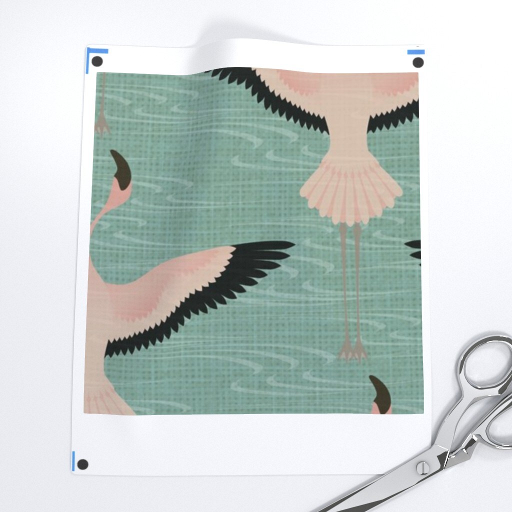 Large Scale Birds Art Deco Style Aqua Teal Blush Pink Flying Custom Removable Wallpaper by Spoonflower Peel & Stick Wallpaper 2FT Wide