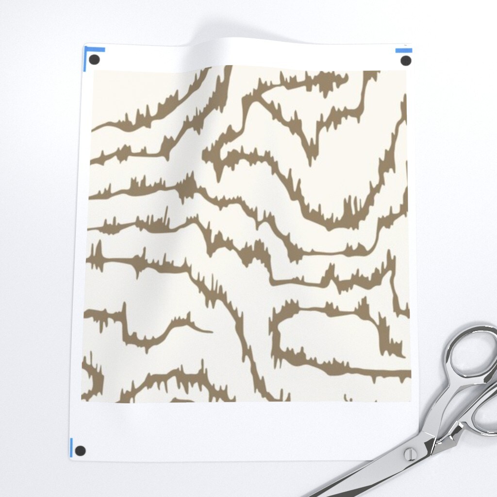 Abstract Wood Grain Brown On Cream Faux Bois Neutral Earth Tone Wavy Lines Custom Printed Fabric by Spoonflower Various Fabrics by the Yard or Fat Quarter